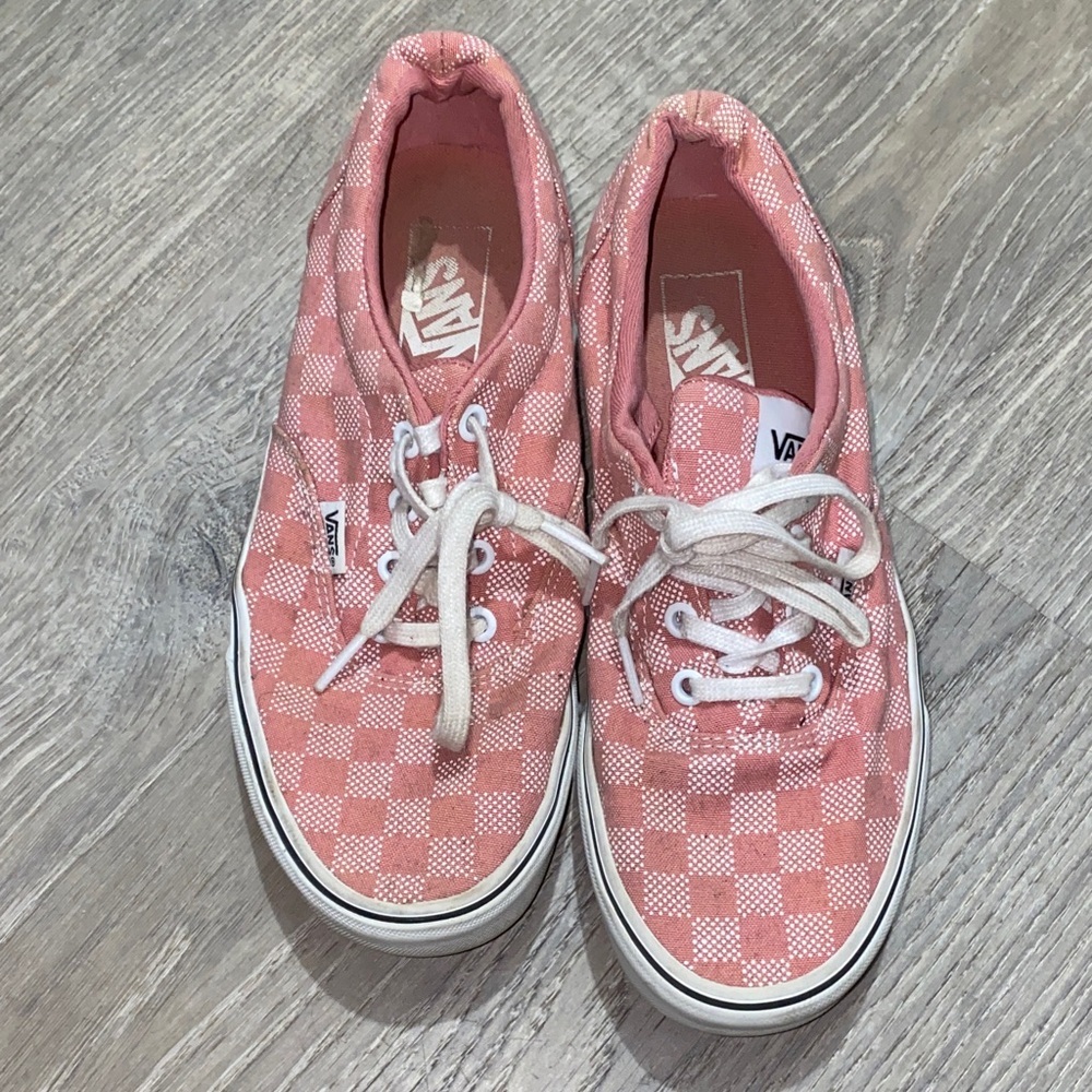 Vans Pink and White Checkered Shoes